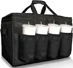 Freshie Insulated Food Delivery Bag with Cup Holders/Drink Carriers Premium XXL, Great for Beverages, Grocery, Catering, DoorDas