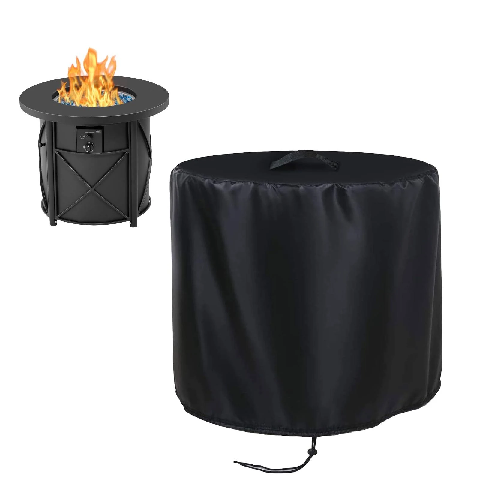 POMER Fire Pit Cover,30inch Round Fire Pit Cover for Bali Outdoors Gas Firepit Table Waterproof Propane Gas Fire Pit Column Cover - 30" D x 25" H