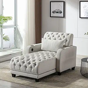 HomSof Chaise Lounge Indoor Convertible Sofa Bed, Adjustable Backrest Lounge Sofa ...