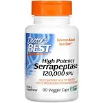 Doctor's Best High Potency Serrapeptase, Non-GMO, Gluten Free, Vegan, Supports Healthy Sinuses, 120,000 SPU, 90 Count