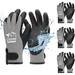 toolant 100% Waterproof Gloves Bulk Pack, 3 Pairs, Winter Work Gloves for Extreme Cold, Touchsreen, Warm Gloves for Freezer, Fishing and Gardening, With Grip, Grey, X-Large