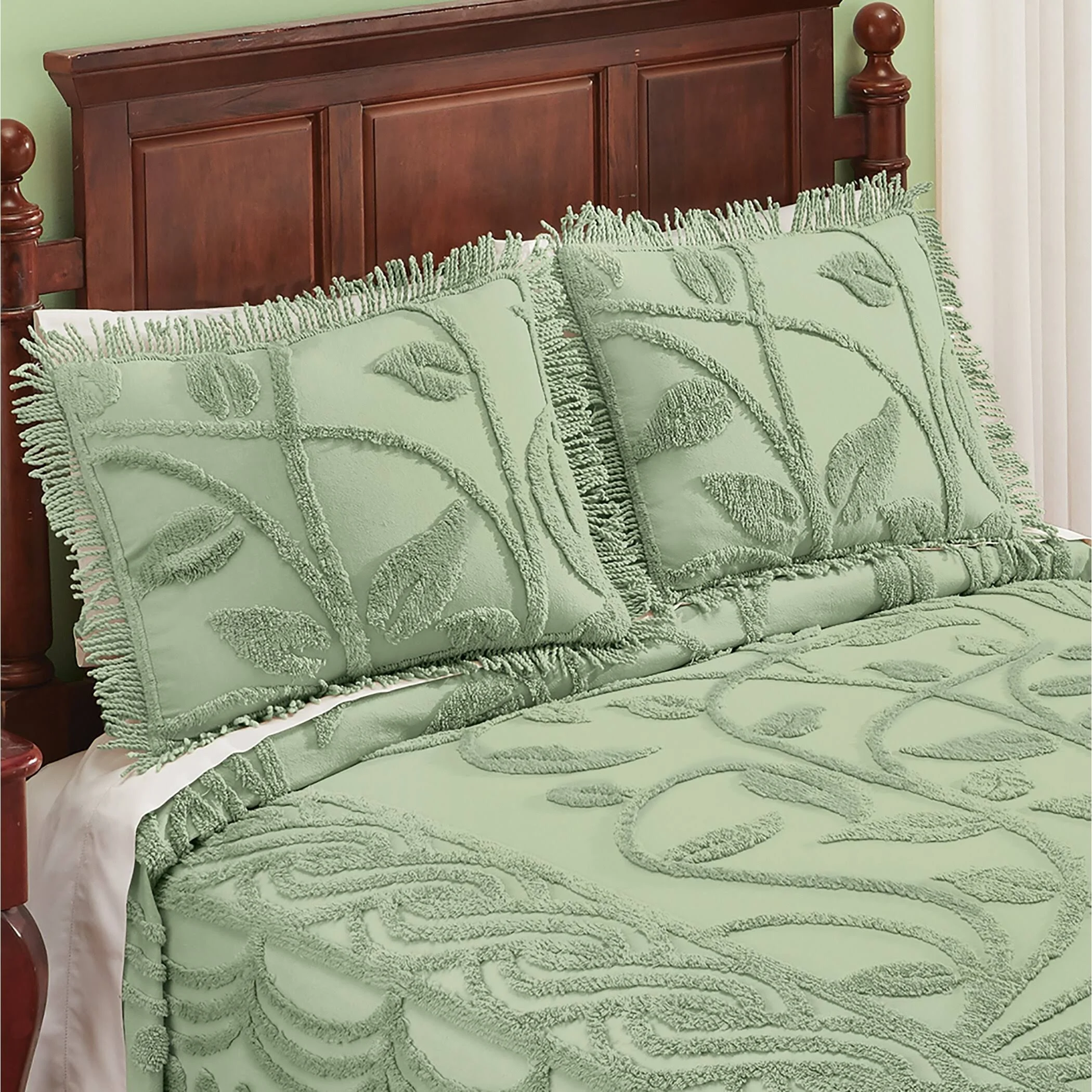 Collections Etc Soft and Luxurious Leaf Vine Chenille Pillow Sham