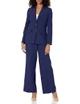 Nipon Boutique Crepe Notch Lapel Collar Long Sleeve Button Front Jacket Pant Set - 16