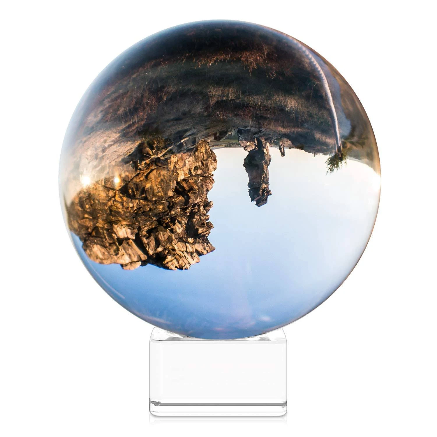 Navaris Crystal Clear Glass Ball - 100mm Transparent K9 Globe for Meditation ...