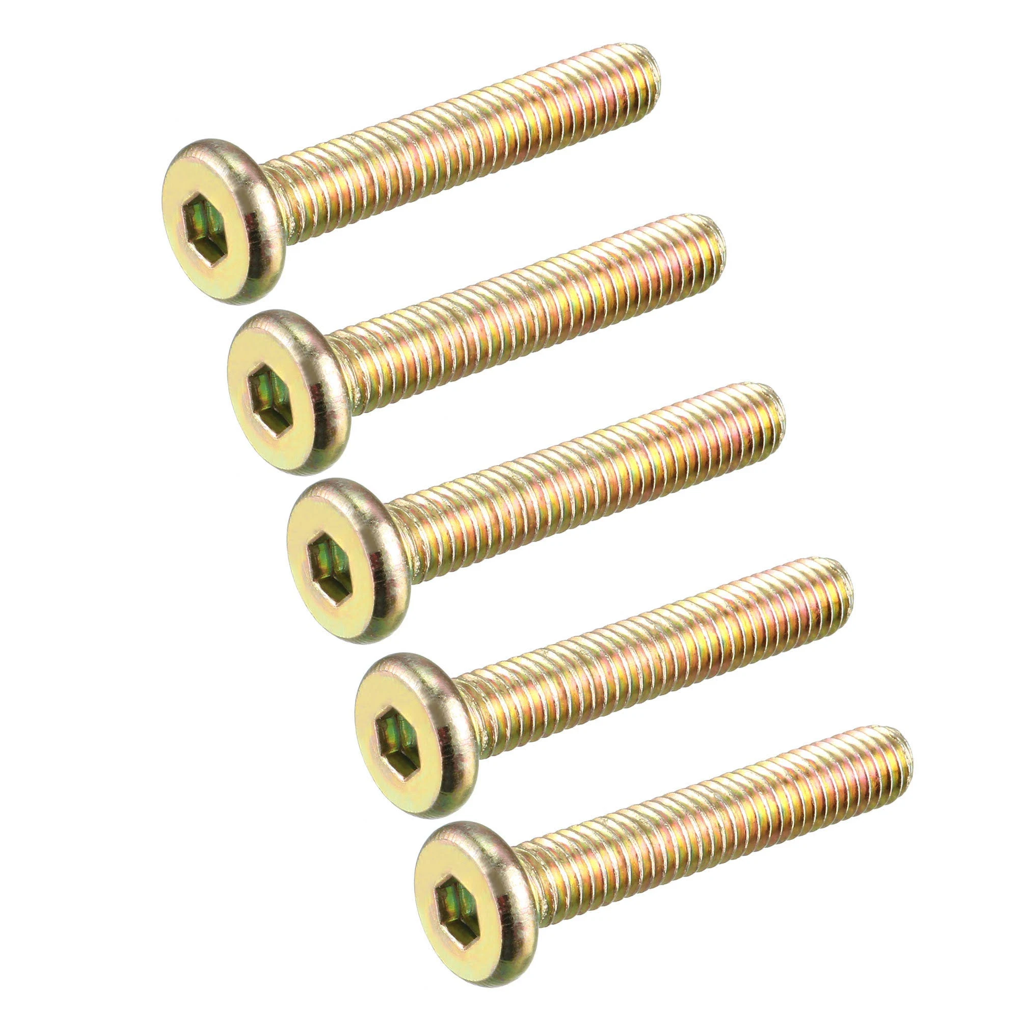 5pcs M6 x 35mm Full Thread Hexagon Socket Round Head Screws Bolts Bronze Tone