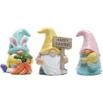 Hodao Set of 3 Easter Gnomes Decor Resin Easter Bunny Handmade Spring Easter Elf ...