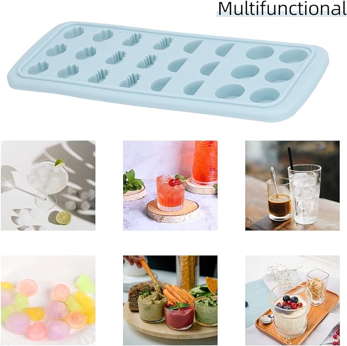 Moon Stars and Heart Ice Cube Tray Silicone Molds with Liquid Dropper，Easy Release Ice Trays with Lid, 24 Cavity Heart Mold for Ice Cubes, Gelatine, Chocolate, Baking and Candy