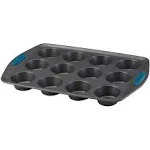 Rachael Ray Yum-o! 12-Cup Muffin Pan, Blue Handles