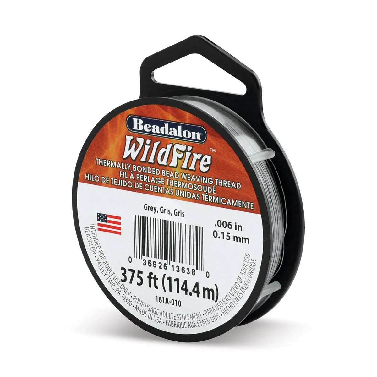 Beadalon Wildfire, .006 in, 0.15 mm, Break Strength 10 lb / 4.5 kg, Grey, 125 yd / 114 m