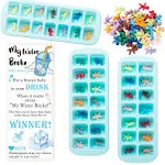 ZYFLSQ My Water Broke Baby Shower Game 60 Multicolor Mini Plastic Babies, 3 Ice Cube Trays, 1 Sign