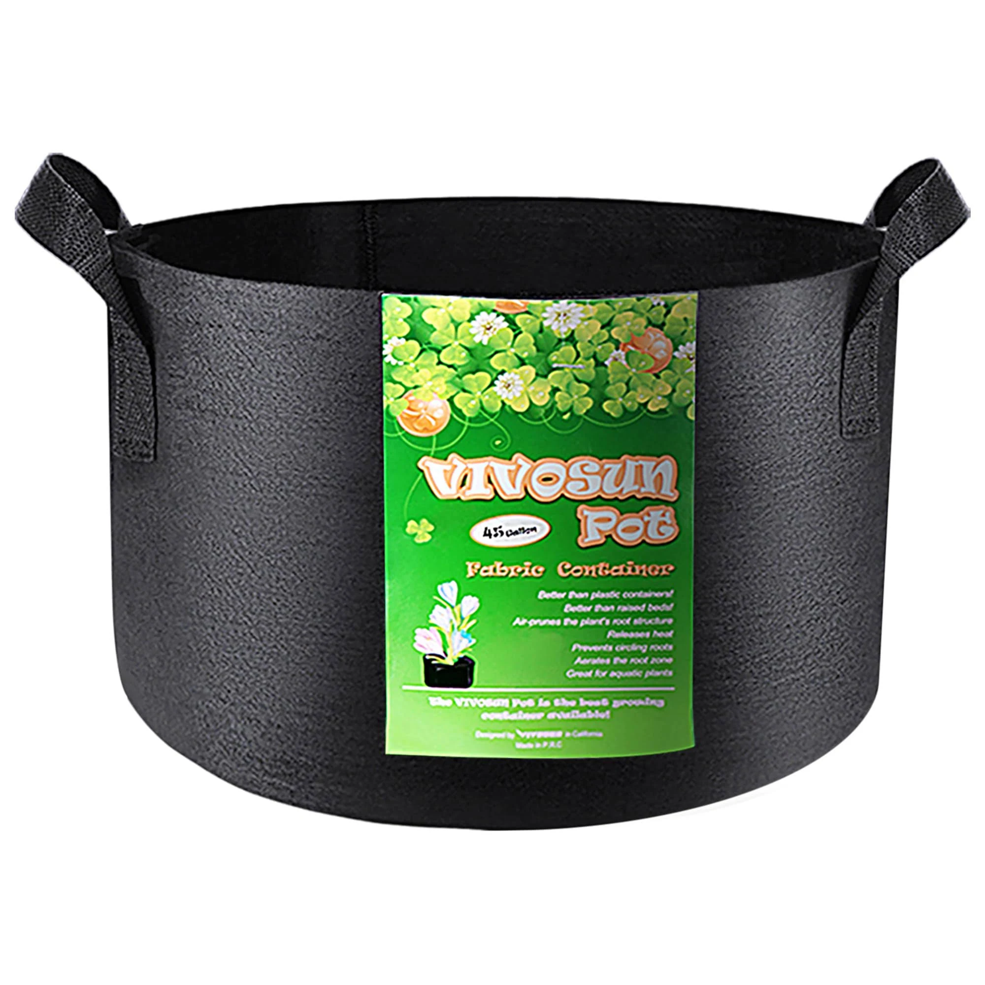 VIVOSUN 1 Pack 45 Gallon Grow Bag, Fabric Pot with Handles for Vegtables and Plants