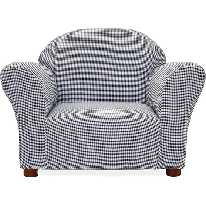 Keet Roundy Kid's Chair Gingham, Wood, Navy