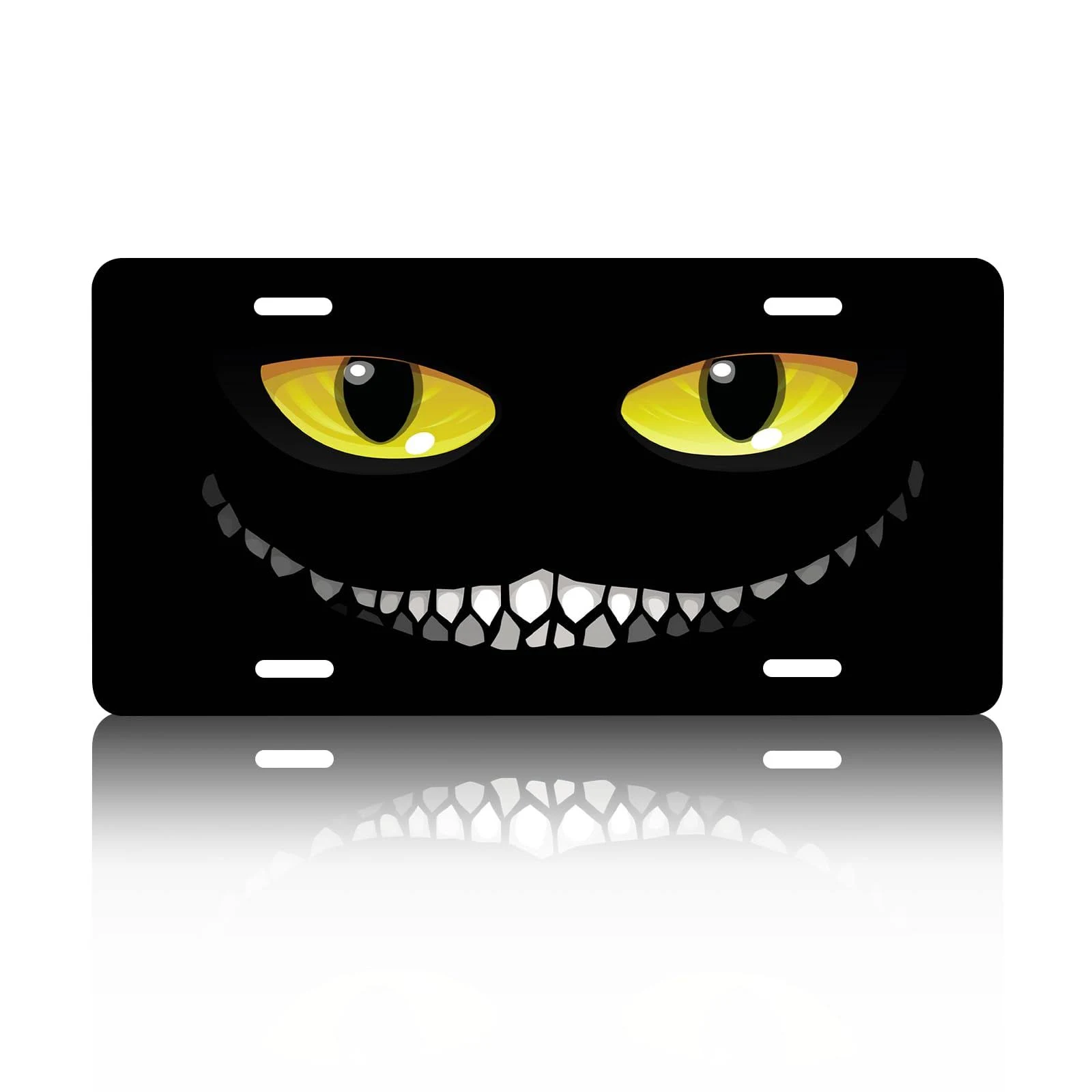 License Plate Cat Smile Decorative Car Front,Metal Car Front License Cover,Vanity ...