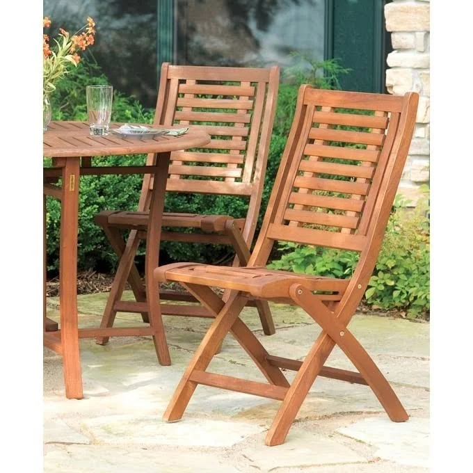 Eilaf Eucalyptus Folding Side Chair, 2pk. Brown