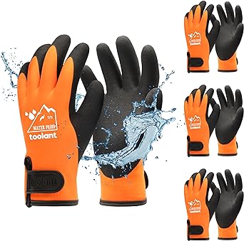 Heavy Duty Winter Gloves, Latex Fully Soaked, 100% Water Proof, Thermal Insulated Winter Dipped Gloves