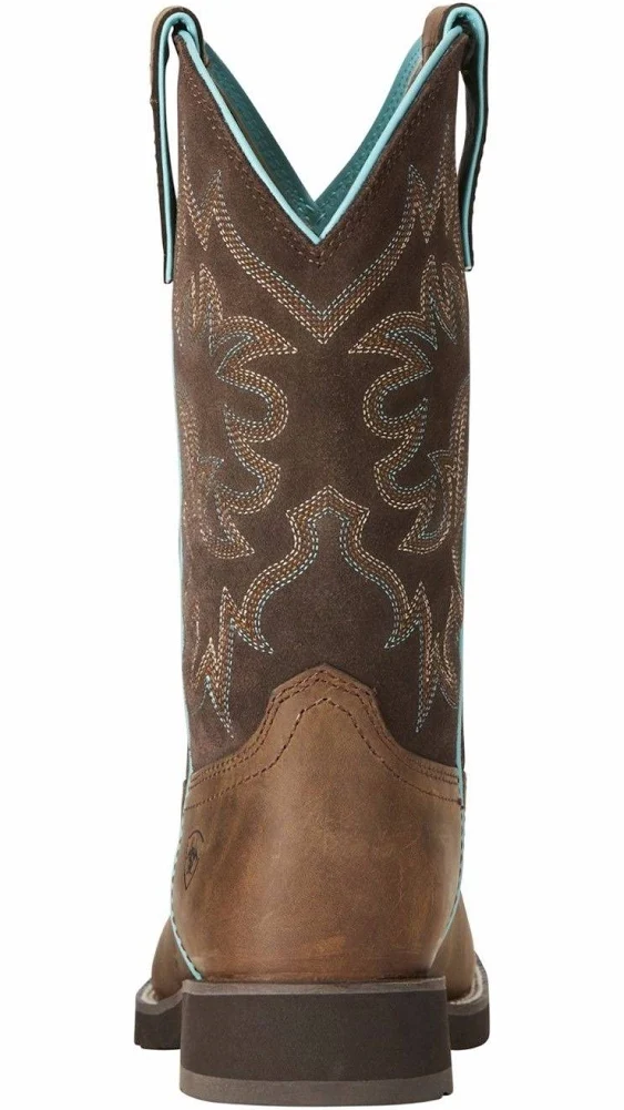 Women's Ariat Delilah Round Toe Western Boots 9 Distressed Brown