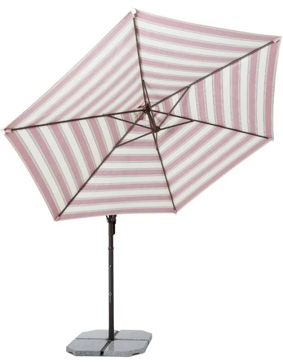 Tempera Premium Patio Cantilever Umbrella Tempera Fabric Color: Brown Red Stripe