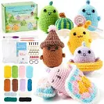 Inscraft Crochet Kit for Beginners, 6 Pack Dinosaurs Crochet Animal Kit,Starter Kit with Step-By-Step Video Tutorials, Learn to Crochet Kits for