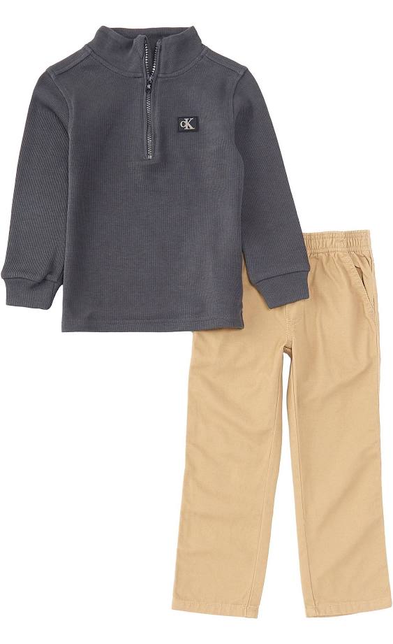 Calvin Klein boys 2 Pieces Flatback Rib Pant Set