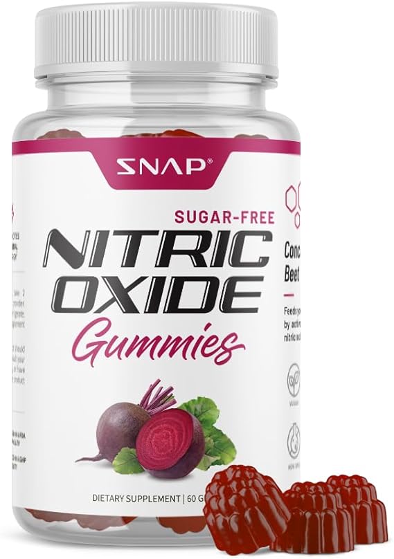 Snap Supplements Nitric Oxide Beet Root Gummies - Support Healthy Blood Circulation, 60 Gummies