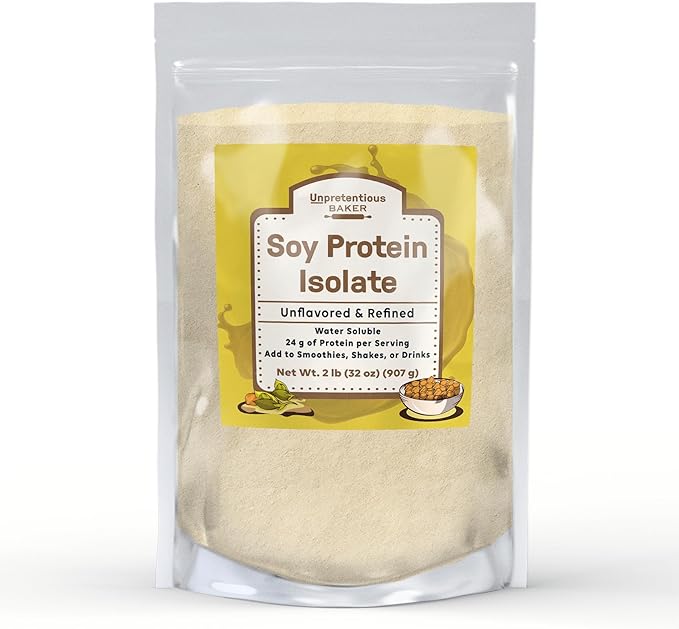 Unpretentious Baker Soy Protein Isolate (2 lb), Good Source of Protein & Iron, Smoothies, Shakes