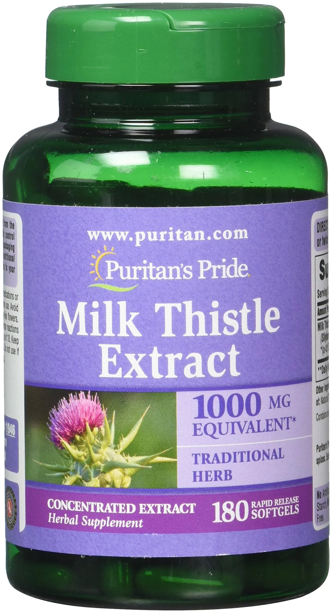 Puritan's Pride Milk Thistle 4:1 Extract 1000 Mg Softgels