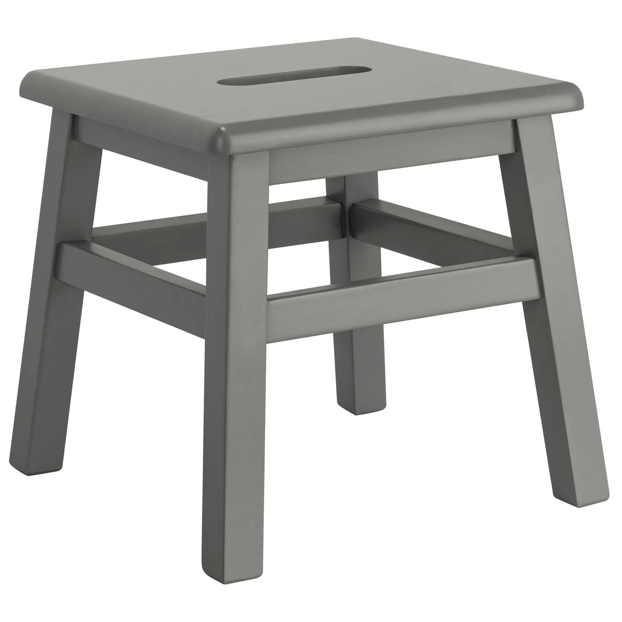 eHemco Solid Hardwood Wooden Step Stool for Adults and Kids, 12.25 inches Tall, Gray