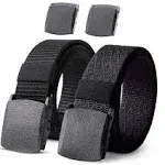 JASGOOD Nylon Military Tactical Men Belt 2 Pack Webbing Canvas Outdoor Web Belt with Plastic Buckle gift for Men