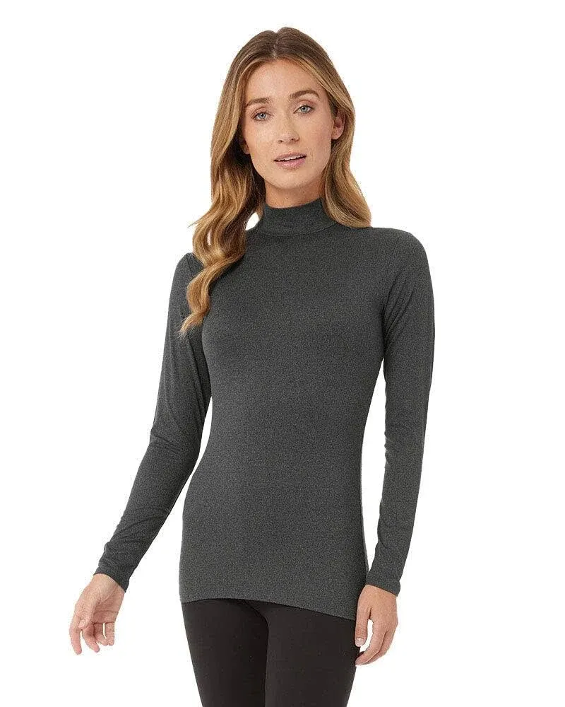 32 Degrees Women's Lightweight Baselayer Mock Top | Long Sleeve | Form Fitting | 4-Way Stretch | Thermal