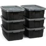 Rubbermaid Roughneck 10 gal. Storage Tote Container in Black (6-pack)