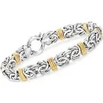 Ross-Simons Sterling Silver and 14kt Yellow Gold Byzantine Station Bracelet