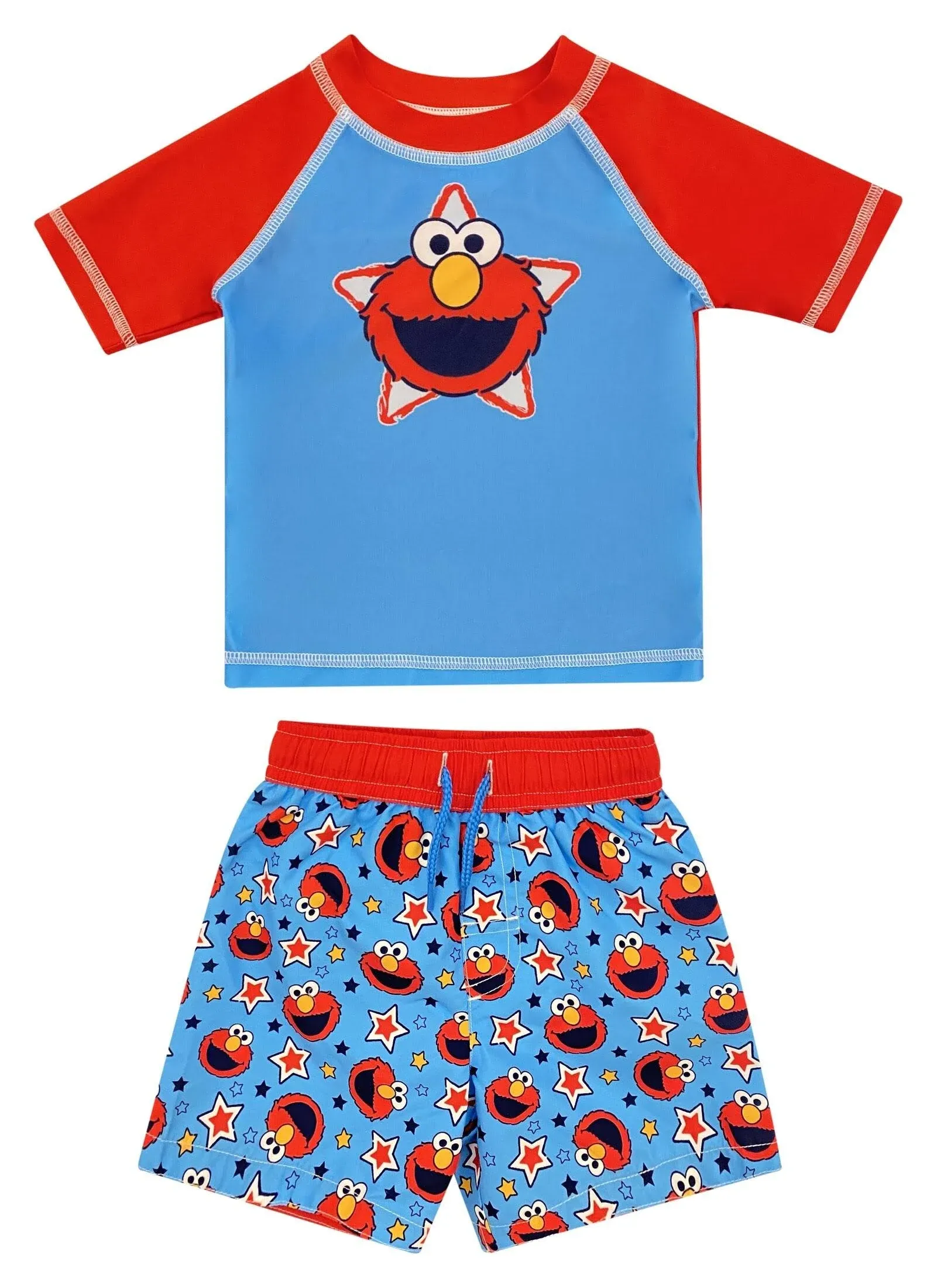 Sesame Street Elmo Baby Pullover Rash Guard and Swim Trunks Outfit Set Infant to Toddler