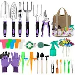 Tudoccy Garden Tools Set 83 Piece, Succulent Tools Set Included, Heavy Duty Aluminum Gardening Tools for Gardening, Non-Slip Ergonomic Handle Tools, Storage Tote Bag, Gifts Tools for Women