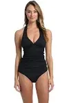 La Blanca Island Goddess Halter Tankini Top - Black 10