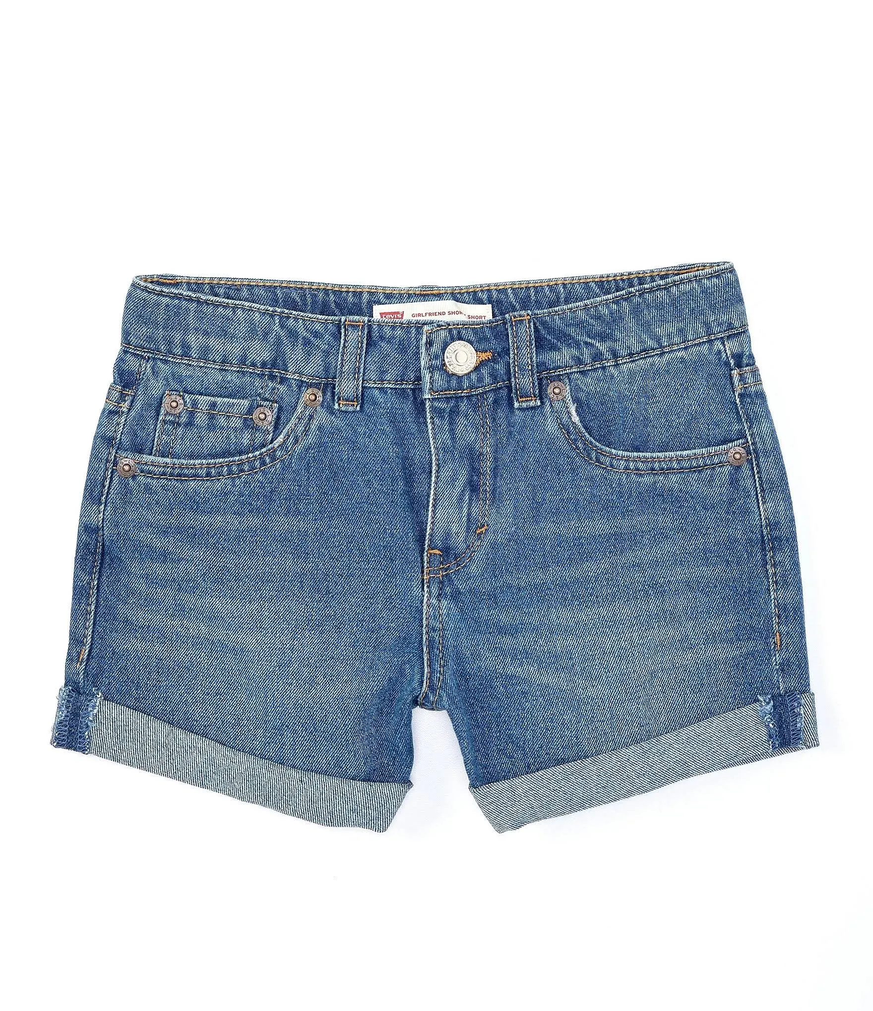 Levi&#039;s Girls&#039; Girlfriend Jean Shorts Evie Medium Wash size 16 Adjustable waist