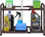 Under Sink 2 Tier Expandable Heavy Duty Metal Shelf Organizer Rack Bronze