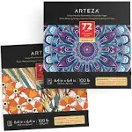 Arteza Adult Coloring Books, Floral & Mandala Designs, 6.4x6.4 Inches - 2 Pack