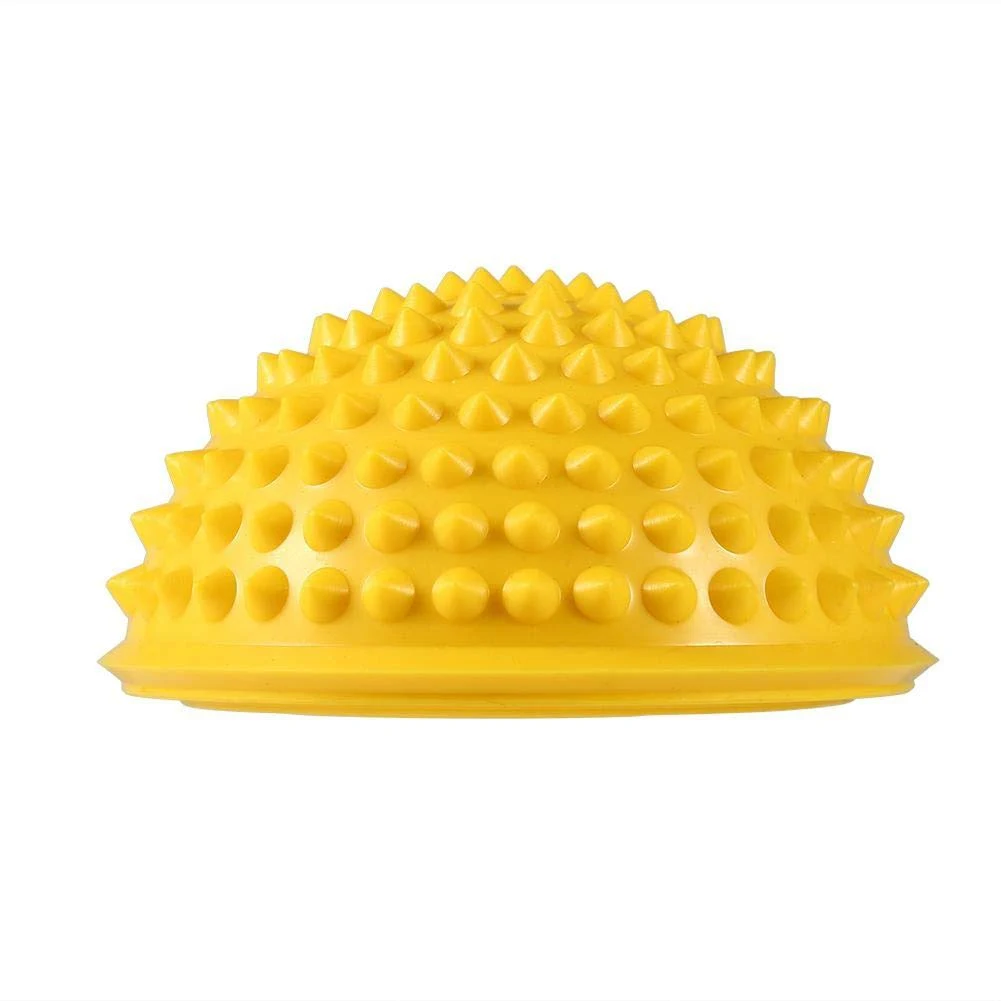 ANGGREK Half Round PVC Massage Ball Balance & Dome Yoga Balls Fitness Exercise Gym Massager Body Rolling Pods Spiky Foot Wakers 5 Colors (Yellow)