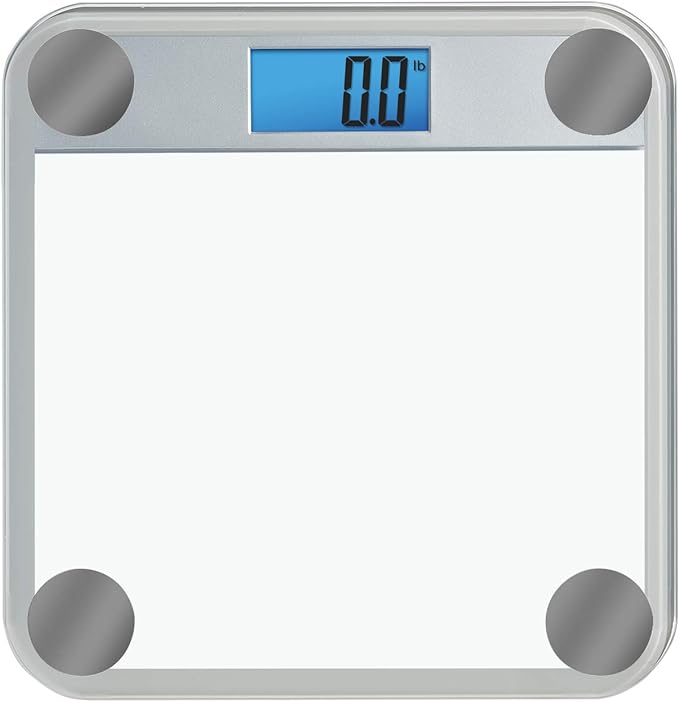 Eat Smart Digital Bathroom Scale, Highly Accurate Digital Bathroom Scale for Body Weight, 440 lb Capacity, Large Durable Glass Platform, Step On Technology, Silver