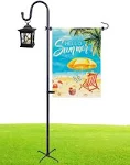 Garden Flag Holder Stand with Shepherd Hook for 14'' x 20'' Flags Upgraded Flagole with 2 Spring Stoppers and 1 Clip, Yard Garden Flag Holder for Flags Weather-Proof (Without Solar Lights & Flag)