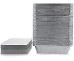 DOBI Aluminum Pans with Lids [50 Pack] - 2.25 lb. Takeout Foil Pans with Cardboard Lids - Medium Sized Disposable Aluminum Foil Take-Out Containers with Lids