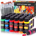 Acrylic Paint Set 24 Colors 2 Oz/bottle With 12 Art Brushes Art Supplies For P