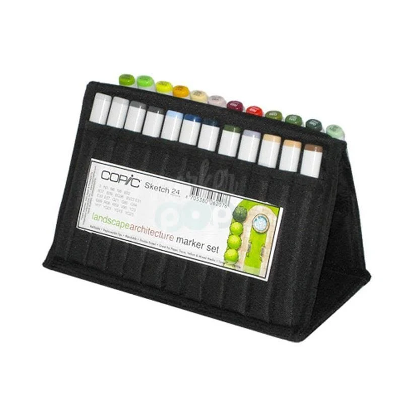 COPIC Sketch Marker 24pc Landscape Architecture Wallet | Non-toxic and Alcohol-based ink | Perfect for Coloring, Drawing, Sketching, Card Making, and Illustration - Ideal for Adults and Kids