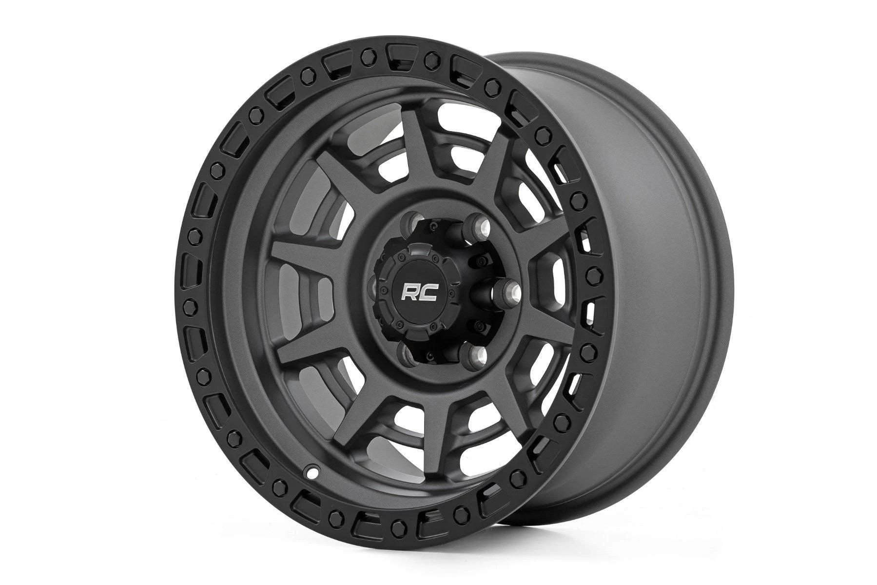 Rough Country 85 Series Wheel | Simulated Beadlock | Gunmetal Gray/Black | 17x9 | 5x5 | -12mm