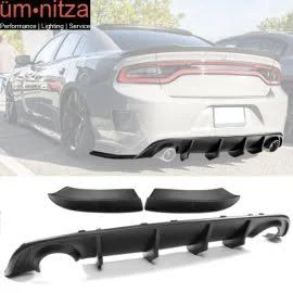 Fits 2015-2023 Dodge Charger SRT Rear Diffuser &amp; 2PC Side Aprons Matte Black