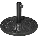 21 lbs. Outdoor Market Umbrella Base Holder, 18&quot; Heavy Duty Round Umbrella Stand Pole with Rattan Design for Patio, Black