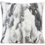 Natural Handcrafted Rabbit Fur Throw Pillow Covers, Real Rabbit Fur Pillow Case Luxury Animal Skin Cushion Cover Pillowcase Home Living Room Bedroom Grey 18 x 18