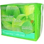 Seventh Generation Ultra Thin Pads with Wings Super Long Absorbency Chlorine Free Pads 16 count