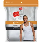 Hanes Best Men's Tagless 100% Cotton Tank Top 6 Pack (Black/Grey, L)