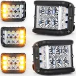 HOYUZA 4inch LED Side Shooter Pods with Dual Color Strobe Lights for Farm Tractor ATV